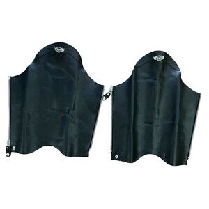 FREEDOM Leather Gaiter Motorcycle Half Chaps Sz L Black Silver Harley Eagle USA